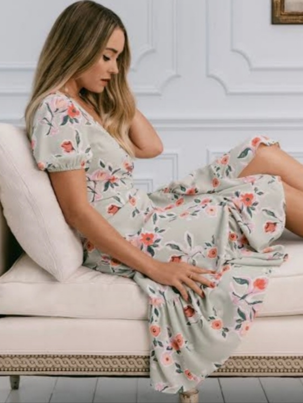 Lauren Conrad Sage Green Floral Wrap Dress Size XL